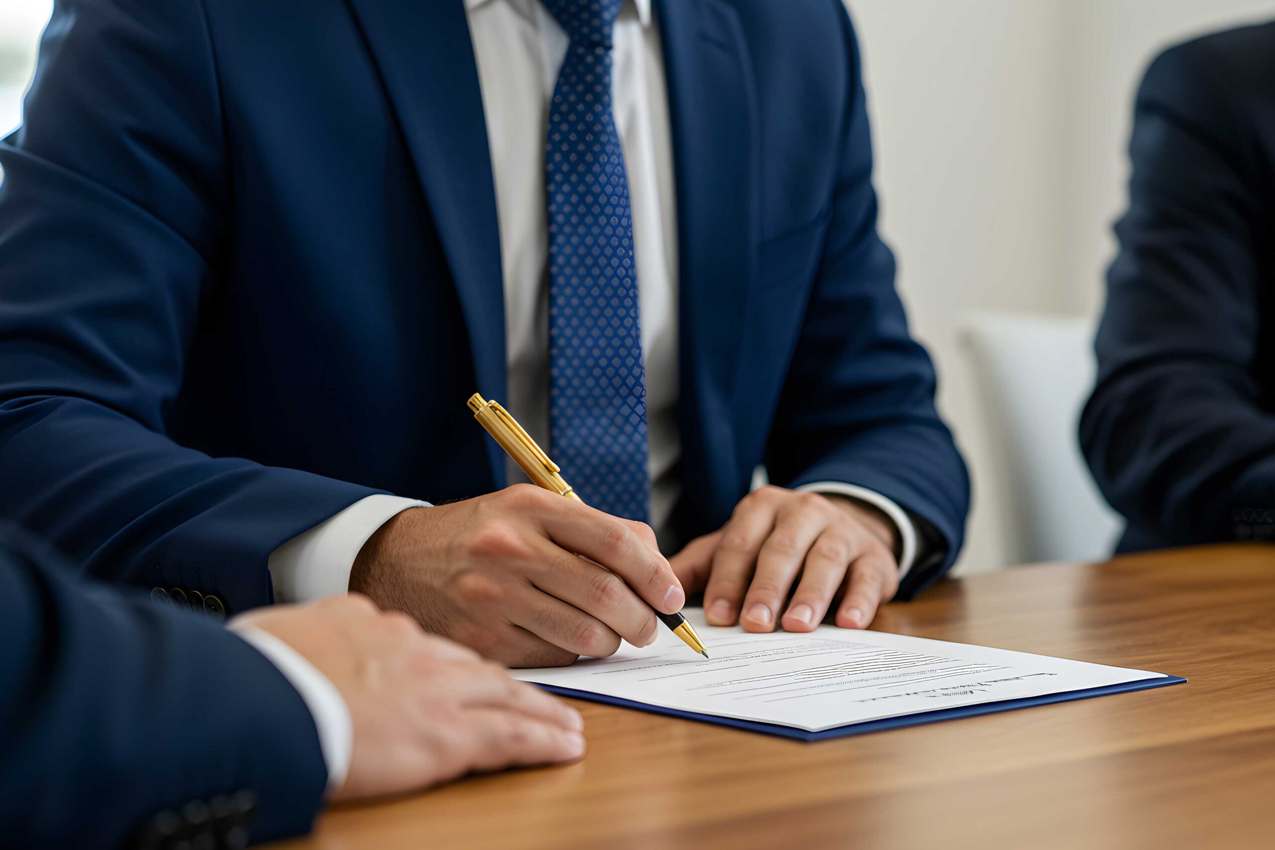 Close-up of business professionals signing a contract, symbolizing American SurgiSite’s trusted partnerships with surgery centers.